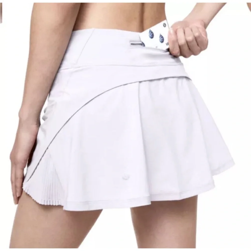 LULULEMON PLAY OFF the PLEATS SKIRT MID RISE WHITE + Lavender sz.8 - Picture 3 of 12